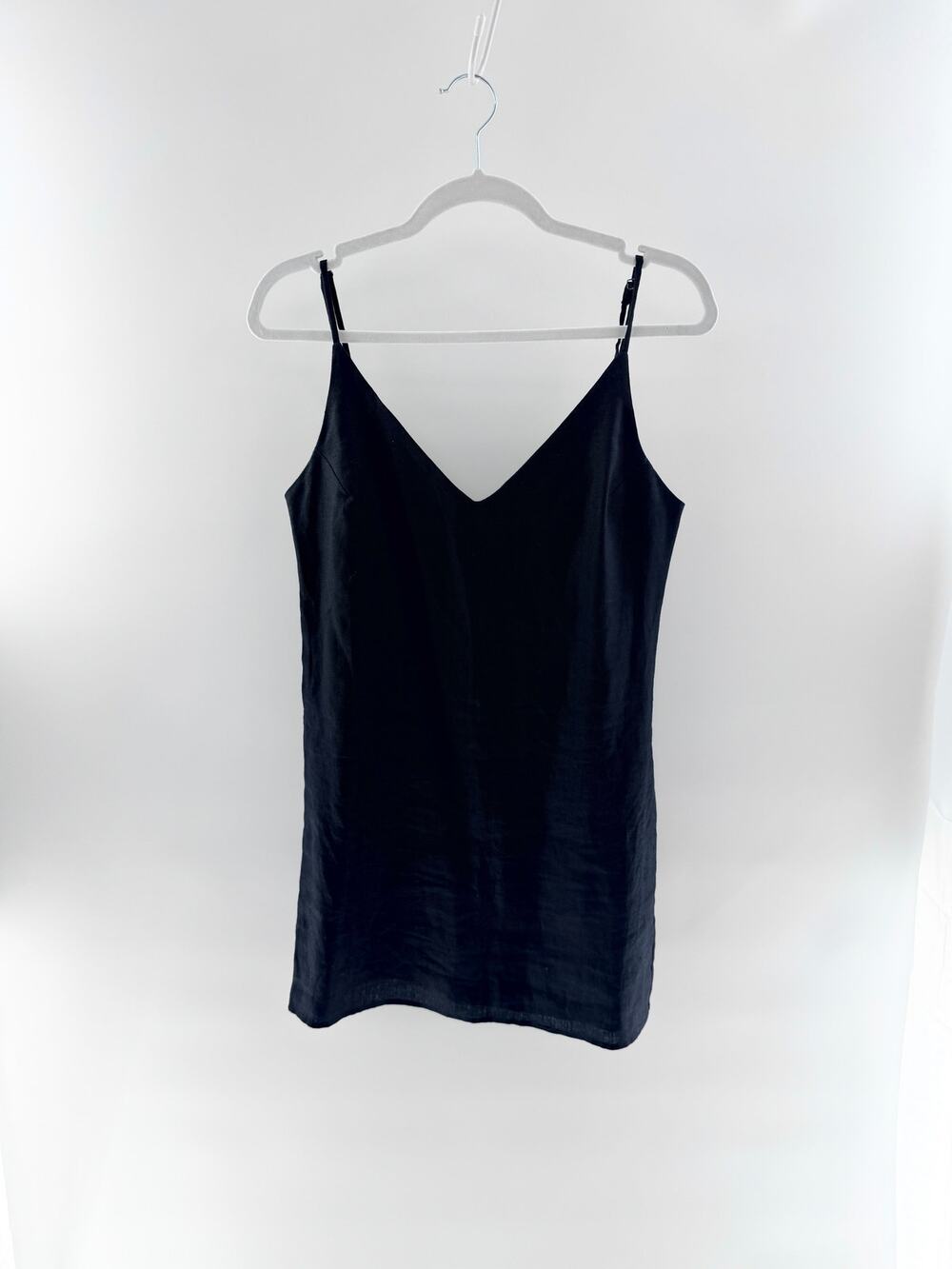 Reformation 100% Linen Sleeveless V-Neck Mini Dress Black Women's Size Small